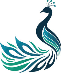 Elegant Peacock Logo Design &ndash; Luxury Bird Symbol, Royal Feather Icon, Modern Golden and Blue Vector Emblem for Branding and Fashion