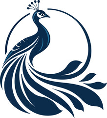 Elegant Peacock Logo Design – Luxury Bird Symbol, Royal Feather Icon, Modern Golden and Blue Vector Emblem for Branding and Fashion