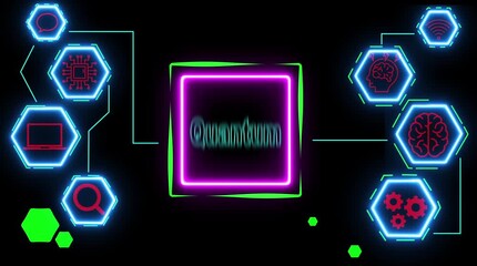 Quantum computing network abstract technology innovation data processing A I brain connection communication network analysis - Powered by Adobe