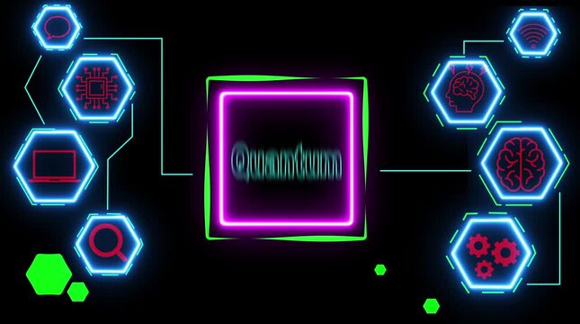 Quantum computing network abstract technology innovation data processing A I brain connection communication network analysis - Powered by Adobe