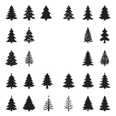Mega Bundle of Diverse Christmas Tree Silhouettes Vector Pack