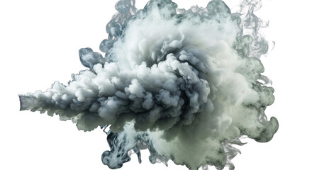 Dense, luminous white smoke and steam cloud, intensely swirling with clear textures and volumetric lighting against a deep pure black background, photorealistic concept of innovation