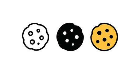 Obraz na płótnie Canvas Simple cookie icons in monochrome and yellow variations for web and print design