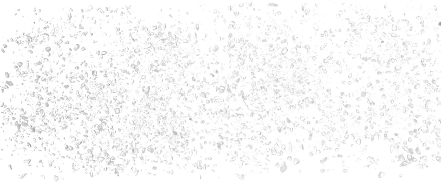 Macro crystals of sea salt flying, isolated on white background, clipping path