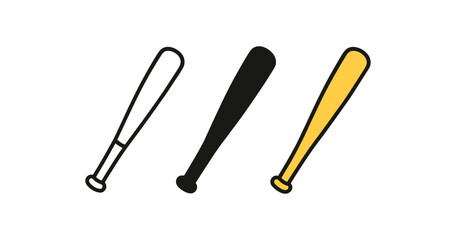 Obraz premium Colorful baseball bat set with minimalist design for sports themes