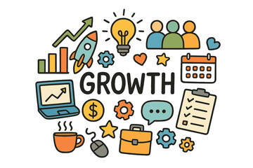 Doodle Business Growth Illustration. Business growth. Hand-drawn doodle illustration of business growth. Chart