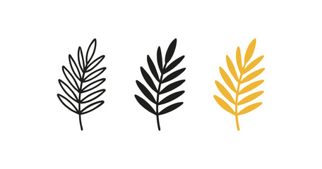 Minimalist leaf design: monochrome and gold botanical art set