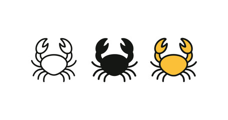 Obraz premium Minimalistic crab designs in three color variations for creative projects