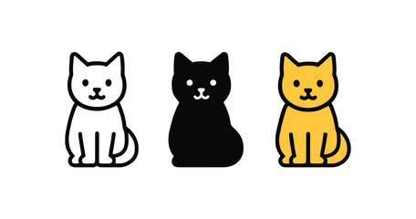 Fototapeta premium Minimalist cartoon cats in line art style on white background