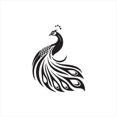 Elegant Peacock Logo Design &ndash; Luxury Bird Symbol, Royal Feather Icon, Modern Golden and Blue Vector Emblem for Branding and Fashion