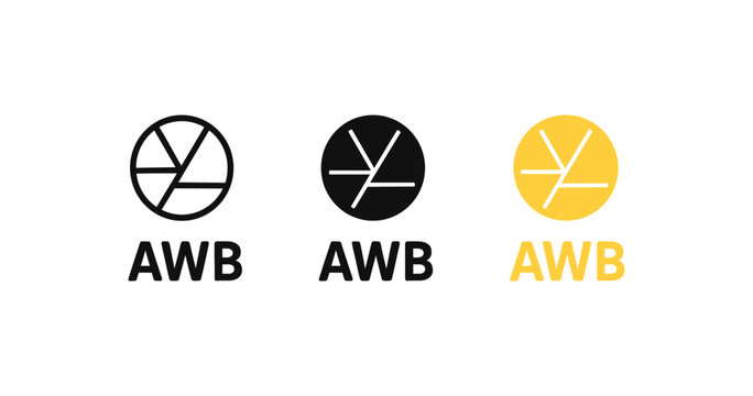 Minimalist design concepts featuring variations of awb logo with circle and lines