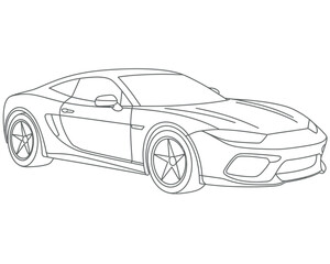 Obraz premium A clean line drawing illustration of a modern sports car.