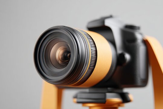 Professional camera on tripod close-up