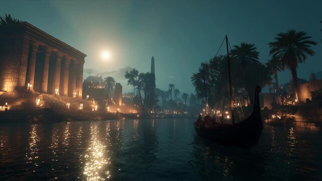 nighttime river illuminations with festivities, illuminated riverbank hosting vibrant evening events