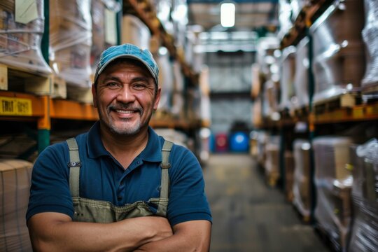 Smiling man working in a warehouse