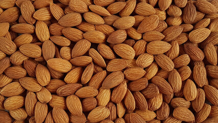 Whole almonds background. Nuts. Top view.