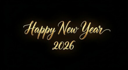 Obraz premium Golden happy new year 2026 wishes on a dark background for celebration