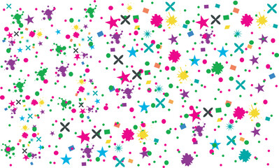 Festive Confetti Background with Stars Circles and Splashes of Color