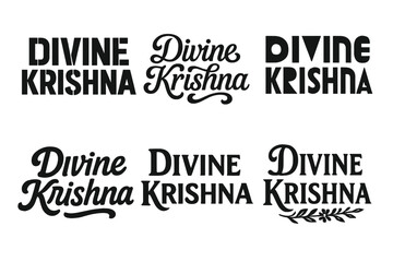 Fototapeta premium Divine Krishna Typography. Divine Krishna. Set lettering. harmonious lettering variations of the same emblematic concept (Stencil-inspired urban lettering,