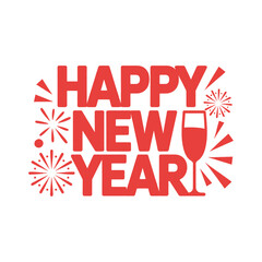 Happy new year icon on White Background Vector Art Illustration on white background.