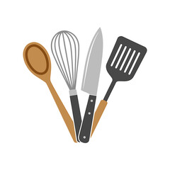 Kitchen utensils Icon on White Background Vector Art Illustration on white background.