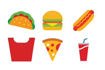 fast food icons set