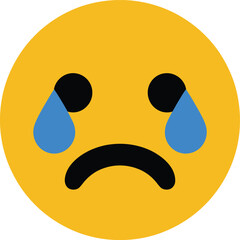 Crying Yellow Emoji Face with Blue Tears