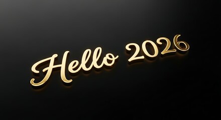 Obraz premium Golden hello 2026 wishes on a dark background for festive celebrations