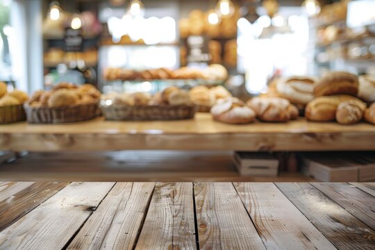 Freshly baked bread displayed in a bakery