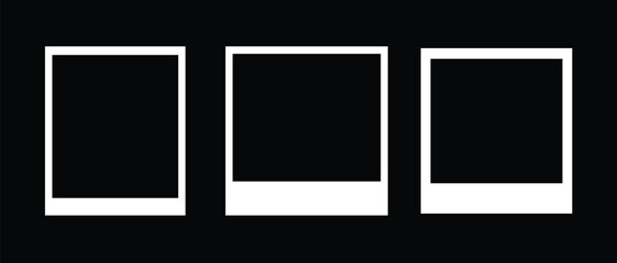 Modern white photo frame set on black background minimal square picture border collection for gallery design, photography mockup, poster template, and creative visual layout