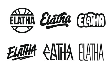 Fototapeta premium Elatha Emblem Variations. Emblem of Elatha. Set lettering. harmonious lettering variations of the same emblematic concept, each with different artistic