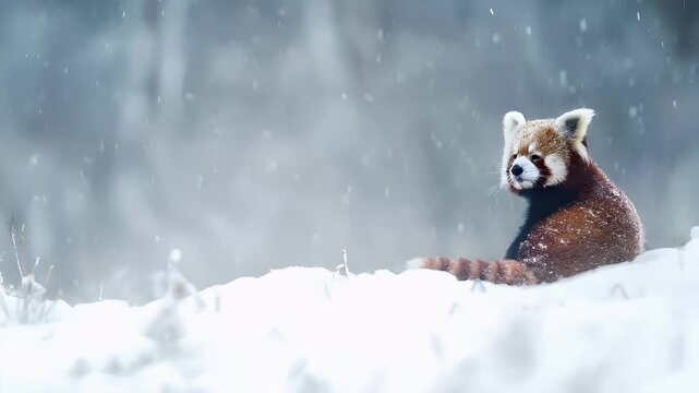 red panda snow video stock lifestyle.