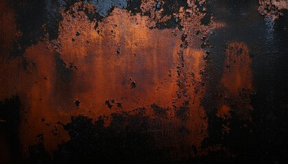 Old Grunge Copper Bronze Rusty Metal Texture Dark Black Background Effect 3D Paint