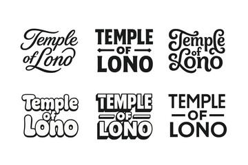 Obraz premium Temple Lettering Variations. Temple of Lono. Set lettering. harmonious lettering variations of the same emblematic concept, each with different artistic