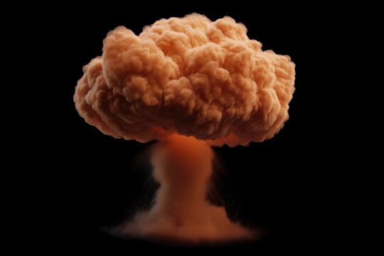 Massive explosion mushroom cloud against black background