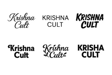 Krishna Lettering Variations. Krishna Cult. Set lettering. harmonious lettering variations of the same emblematic concept, each with different artistic