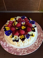 cake with berries