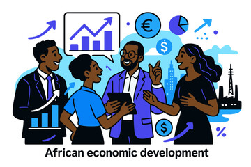 African Development Collaboration. African economic development. Diverse group of professionals and