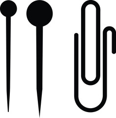 Stationery essentials: pushpins, thumbtacks, and paperclip