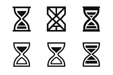 Creative Hourglass Logos. Planning a productive day with specific time slots for tasks. Set Logo of Planning a productive day with specific time slots for