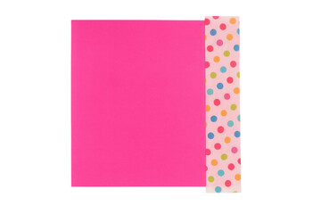 Bright pink sticky note with colorful polka dot washi tape accenting fun reminder or creative project