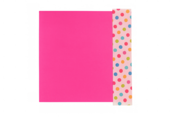 Bright pink sticky note with colorful polka dot washi tape accenting fun reminder or creative project