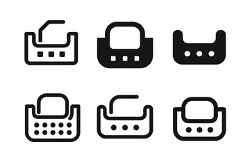 Creative Workspace Icons. Creative workspace setups that spark inspiration. Icon set. Set Logo of creative workspace setups that spark inspiration: cable