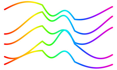 Abstract rainbow waves on transparent background