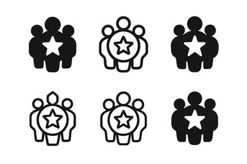 Community Star Logos. Community-first branding. Set Logo of Community-first branding: community badge with star. Icon set. harmonious logo variations of the