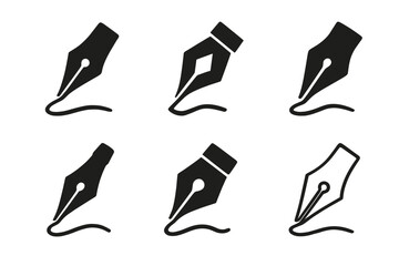 Obraz premium Calligraphy Logo Variations. handwritten address. Set Logo of handwritten address: calligraphy nib writing address. Icon set. harmonious logo variations of the