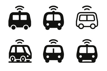 Fototapeta premium Smart City Logos. smart city technologies. Set Logo of smart city technologies: autonomous electric shuttle bus. Icon set. harmonious logo variations of the