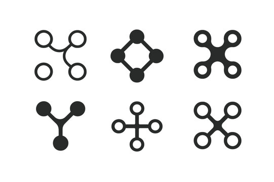 OOP Logo Variations. Object-oriented programming (OOP) chart. Set Logo of OOP: polymorphism network. Icon set. harmonious logo variations of the same