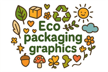 Fototapeta premium Playful Eco Packaging Doodles. Eco packaging graphics. Hand-drawn doodle illustration of eco packaging