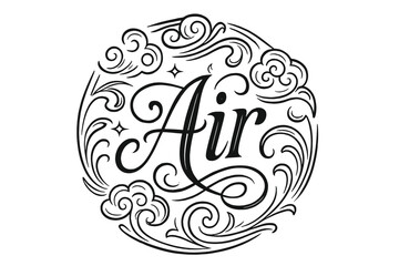 Obraz premium Elegant Ornamental Air Lettering. Air ? flourished classic ornamental lettering; medium-weight strokes with elegant swashes and balanced curls; circular
